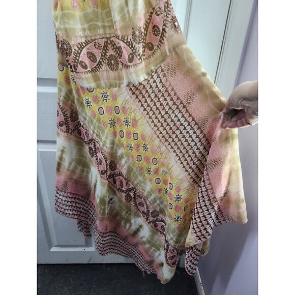 Joseph Ribkoff Pink & Brown Handkerchief-Hem Halter Dress Size 8 - Picture 3 of 11